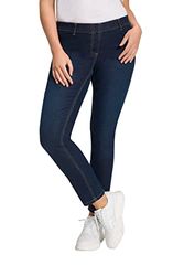 Ulla Popken Grote maten voor dames, grote maten, jeggings, broek, jeanslegging, slim fit, skinny band, elastiek rondom, stretchcomfort, tot maat 120, blauw (Fashion Denim 94), 48