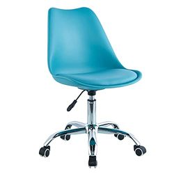 Brigros WeHome Chaise de Bureau Moderne Disponible en différentes Couleurs pour Chambre d'enfant Salle d'étude salles d'attente Chaise de Bureau avec Assise en Cuir synthétique (Bleu Ciel)