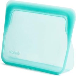 Stasher Stand Up Mini Bag (Aqua) | Sacchetti in silicone riutilizzabili per il congelatore per viaggi e alimenti | Piccole borse richiudibili | 21 cm x 16,5 cm x 1,9 cm / 828 ml