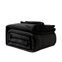 Good Nite Fleece Blanket Fluffy Blankets 130x150cm Throws For Sofas Soft Large Blankets and Throws for Adults Warm Machine Washable (Black, Single)