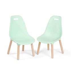 B. Toys by Battat Lot de Deux chaises Tendances avec Pieds en Bois Naturel – pour Enfants de 3 Ans et Plus, Plastique, Menthe, 37 cm x 41,6 cm x 66 cm