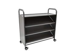 Gratnells Callero Plus Trolley/Cart, Stylish, Modern and Mobile with Titled Shelf in Silver with 75mm Castors