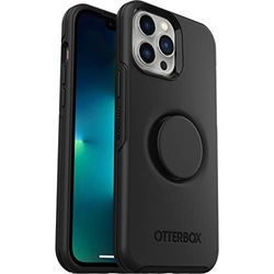 OtterBox Otter+Pop skal för iPhone 13 Pro Max / iPhone 12 Pro Max, stöttåligt, fallsäkert, skyddande skal med PopSockets PopGrip, testad till militärstandard x3, antimikrobiellt skydd, Svart