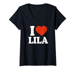 Mujer I Love Lila, I Heart Lila, Corazón Rojo Valentine Camiseta Cuello V