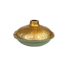 Romimex Florero Verde Dorado Aluminio 24 x 15 x 24 cm