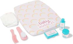 Casdon Baby Huggles Changing Mat Set. Dolls Changing Mat For Children Aged 3+. Includes Reusable Nappy, Brush, Pretend Talc And More, Pink