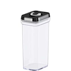DRW Bote de Cocina 1700ml acrilico con Cierre hermetico en Transparente y Negro 10x13x32 cm