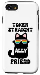 Token Straight Friend Gay Pride Ally Cat Purride LGBTQ Flag Custodia per iPhone SE (2020) / 7 / 8