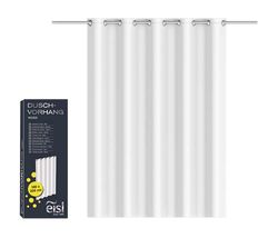 EISL BA0400 - Tenda da doccia in tessuto, 180 x 200 cm, lavabile, antimuffa, con rivestimento impermeabile, completamente opaca, colore: bianco