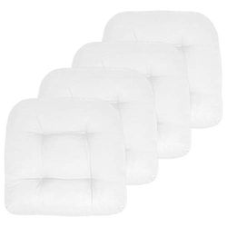 Sweet Home Collection uteplats kuddar utomhus stolsdynor premium bekväm tjock fiberfyllning tuftad 48 cm x 48 cm sittskydd, 4-pack, vit