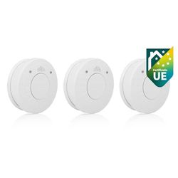 Smartwares Conjunto de 3 detetores de fumo - 85 DB - sensor ótico - bateria 10 anos - etiqueta Q - FSM-12503