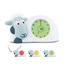 ZAZU Sam The Lamb Klok, slaapcoach klok en nachtlampje voor kinderen, brengt je kind met visuele indicatoren wanneer het wakker moet worden | instelbare helderheid | automatische uitschakeling (blauw)