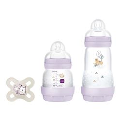 MAM Newborn Startset G124 - Set Med 2 Flaskor Easy Start Antikolikmedel 130 Ml och 260 Ml Med Napp Start 0-2 Månader, Rosa