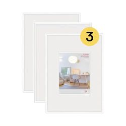 walther Design Picture Frame White 40 x 60 cm with Art Glass 3-Pack, New Lifestyle Plastic Frame KVX460W3