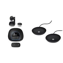 Logitech GROUP videoconferencing system for medium to large meeting rooms + Logitech Group Expansion Microphones for Video and Audio Conferencing