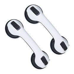Relaxdays Maniglia con Ventosa, Set da 2, per 70 kg, Supporto Vasca e Doccia da Bagno, Anziani e Disabili, Bianco Nero