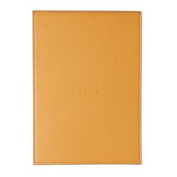 RHODIA 118168C - Case Clipboard + Stapled Notepad No. 16 Orange - A5 - Small Squares - 80 Detachable Sheets - White Clairefontaine Paper 80 g/m - Pencil Holder - Faux Leather, 155 x 223 mm