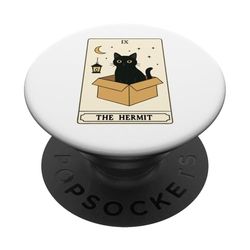 Tarjeta del Tarot Ermitaño Amante Gato Divertido Gato PopSockets PopGrip Adhesivo