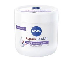 NIVEA Ripara & Care Crema Idratante Corpo Viso e Mani (1 x 400 ml), Crema Idratante 72 h con Glicerina e Pantenolo, per pelli secche e sensibili, senza profumo