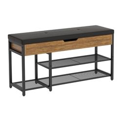 Mondeer Schoenbank, Metaal, Rustiek Bruin & Zwart, 96 x 30 x 50 cm