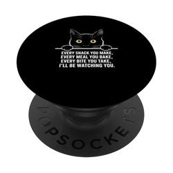 Funny Black Cat - Every Snack You Make - Retro Peeking Cat PopSockets PopGrip Adhesivo