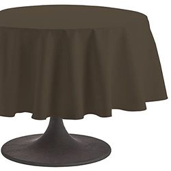 Coucke 235 cm Truffle Plain Round Cotton Tablecloth