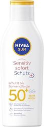 NIVEA SUN Sensitiv Protezione immediata solare SPF 50+, crema solare con SPF 50+, per pelli sensibili, protezione solare impermeabile e senza profumo, per allergie solari (200 ml)