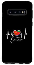 Coque pour Galaxy S10 Drapeau de l'Érythrée avec battement de cœur ECG Drapeau érythréen Racines Cadeaux de l'Érythrée