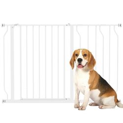 PawHut Dog Gate Wide Stair Gate w/ Door Pressure Fit Pets Barrier for Doorway, Hallway, 76H x 75-115W cm - White