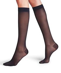 FALKE Energize 30 DEN W Kh trasparenti velati con compressione 1 paio, Calzini lunghi Donna, Blu Marine 6179, 37-38