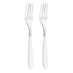 Grunwerg 2DF650W Yin & Yang Dessert Forks, 18/10 Stainless Steel, White