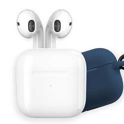 apm Draadloze bluetooth-hoofdtelefoon, oplaadbox, draadloze hoofdtelefoon, stereogeluid, handsfree, siliconen hoes, nachtblauw, audio-hoofdtelefoon, compatibel met pc, smartphone, tablet, wit, 600331