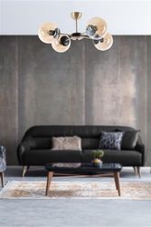 Opviq Scandinavian Chandelier, diametro 60 cm, altezza 25 cm, 100% metallo, finitura in rame, attacco E27, max. 40 W, design elegante per spazi moderni