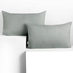DecoKing 2 Federe 50x60 cm in 100% Jersey di Cotone Pettinato Chiusura Lampo Acciaio Grigio Amber