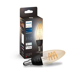 Philips Hue White Ambiance Filament Candela Smart LED Funziona con Alexa, Google Assistant e Apple HomeKit, Pack da 2
