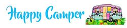 Schatzmix spreuk Happy Camper wit metalen bord 46x10 cm wanddecoratie tin sign blikken bord, blik, meerkleurig