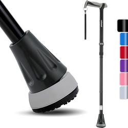 Rehand All Terrain opvouwbare wandelstok, wandelstokken voor dames en heren, draaipunt en zware mobiliteitshulp, verstelbare wandelstok voor ouderen en dames, zwart