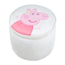 roba Taburete Infantil Peppa Pig - Silla con Espacio de Almacenamiento para Niñas y Niños a Partir de 18 Meses - Capacidad de Carga hasta 60 kg - Taburete Redondo Acolchado en Beige/Rosa