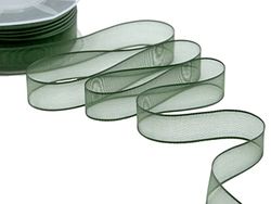 Furlanis - Velo Bordi Raso, Nastro Decorativo per Confezioni, Bomboniere, Tessuto Italiano - Verde Inglese, 25 mm x 50 m