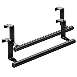 Mosuch Lot de 2 Porte-Serviettes universels en Acier Inoxydable pour Portes d'armoire (Noir)
