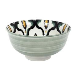 HOME DECO FACTORY, KA5585, Green Mandala Ceramic Bowl, Ideal for Aperitifs and Desserts, Practical and Elegant, Dishwasher Compatible, Dimensions D12 cm, Green Color