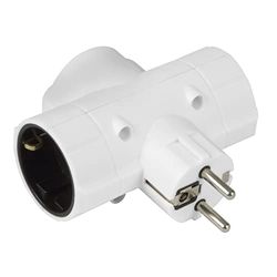 Amig - Ladrão de tomadas tipo Schuko de 3 vias Mod.3208 com tomada de terra para ligar aparelhos elétricos - adaptador de parede tripla horizontal - Tensão máxima: 250 V - Amperagem máxima: 10/16 A