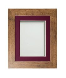 Frame Company Watson Rustic Picture Photo Frame fitted with Perspex, 12x10 inch with Plum Mount for image size 10x8 inch