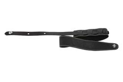 GEWA Correa para guitarra serie Premium Pattern, cuero auténtico, ancho 65 mm, longitud 103-139 cm, cierres de seguridad - cromados, negro granulado - negro con estructura de cuero natural