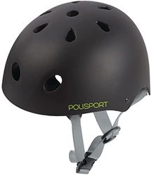 POLISPORT 8741100002 - Urban Radical Graffiti Fietshelm voor Kinderen Verstelbaar (53-55cm) met CE certificering voor Fietsen Skateboarden Schaatsen in kleur Zwart Matte/Groente