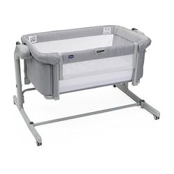 Chicco Next2Me Magic Evo, Couffin, avec Mode Bascule, Inclinaison, côté Rabattable, Hauteur réglable, 4 Roues, Matelas et Sac de Voyage Inclus, Gris Clair