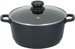alpina Sartén – Ø24 cm – 4,3 l – Sartén – Cacerola – Todas las fuentes de calor – con tapa – Apto para lavavajillas – Negro