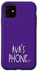 Ava's Phone Ava Prénom personnalisé Blanc Violet Coque pour iPhone 11