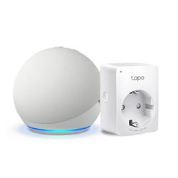 Echo Dot (5ª generazione) | Bianco ghiaccio + TP-Link Tapo Presa intelligente, compatibile con Alexa - Kit di base per Casa Intelligente