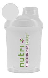 Nutri + Nano Shaker 300ml (transparant) - extra klein om mee te nemen - met schroefsluiting, deksel en zeef - BPA-vrij Plus